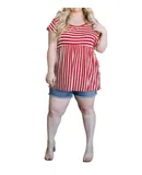 Haptics Summer Stripes Babydoll Top In Red And White