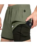 Zilpu Mens Quick Dry Athletic Performance Shorts w/Zipper Pocket (5 inch)-Olive-Medium