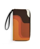 Mid-Century Modern Meets 1970s Orange Wallet for Womens PU Leather Zip Around Wallers Clutch Wristlet Travel Long Purse