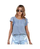Women's Pleated Ruffle Sleeves Chiffon Blouse
