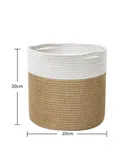 Cotton rope woven basket flower pot basket straw woven round storage basket home decoration dirty clothes basket dirty clothes basket storage basket-20cm white