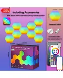 Hexagonal quantum light board, LED wall lights for gaming and smart home DIY decoration synchronized with music, night lights for interior decoration Bluetooth APP-10 packages