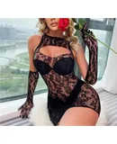 Lingerie, Wrap Dress, Mesh Dress, Lace Neckline, See Through Lingerie Set