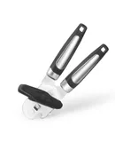 Heavy Duty Stainless Steel Smooth Edge Manual Hand Held Can Opener With Soft Touch Handle, Rust Proof Oversized Handheld Easy Turn Knob, Large Lid Openers, Black-Plastic twist-opp bag