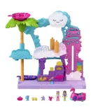 Polly Pocket Pollyville Flamingo Fun Car Wash, 2 Micro Dolls & Color-Change Accessories