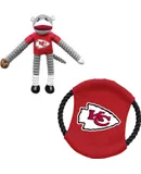 NFL Unisex NFL Sock Monkey and Flying Disc Pet Toy Combo Set