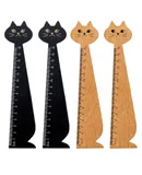2 Colours 4 Piece Wood Ruler, Tool Ruler, Student Ruler, Creative Cat Styling, Durable and Useful, for Kids, Children, Girls (Brown and Black)