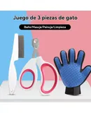 3 pieces cat round hole nail clippers + flea comb + cat grooming gloves and cat cleaning supplies