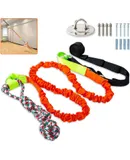 Outdoor Bungee Tug Toy，Dog Toy Hanging from Wall, Interactive Exercise Play Cord & Tether Chew Rope Toy for Large Breed Puppies & Small Dog Adult with Fixed Disk for Wall (Orange)