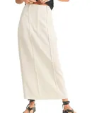 Miou Muse Midi Pencil Skirt In Off White