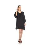 Women's Sheer Crochet Knee Length Cover Up Dress Black Small