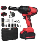 Cordless Impact Wrench 600N.m High Torque Brushless Motor 2100RPM 5.0Ah Li-ion Battery with Charger 7Pcs Impact Sockets Electric Impact Driver for Car Home