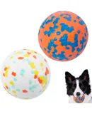 2 Pack Indestructible Dog Tennis Balls for Aggressive Chewers: Interactive Pet Toys, Herding and Jolly Ball for Dogs, Durable, Bouncy, and Water Toy Fetch Balls (White, Orange)
