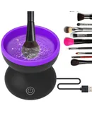 Electric Makeup Brush Cleaner Automatic Brush Spinner To Quickly Wash Professional Automatic Brush Cleaner Makeup Brush Cleaner Pad Silicone-purple