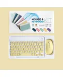 Bluetooth Wireless Keyboard and Mouse Combo,Ultra-Slim Ergonomic Small Rechargeable Bluetooth Keyboard Mouse Set for Apple iPad iPhone Samsung Tablet Phone Android PC Computer Mac Smartphone-yellow 10-inch suit