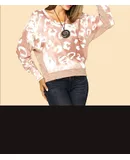 Jupee V Neck Leopard Print Sweater In Mauve