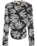 Farm Rio Women's Tulle Blouse, Bossa Banana Black