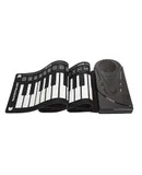 49 Keys Roll Up Piano，Portable Electronic Keyboard Hand Rolling Up Piano-Black