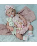 NPK Realistic Newborn Baby Dolls- 19 Inch Silicone Baby Doll Lifelike Reborn Baby Doll-Meadow-Pink