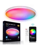 Ceiling light, intelligent wifi bluetooth remote control dimming and color mixing voice modern ultra-thin simple three anti ceiling light for living room, bedroom, kitchen, bathroom, garage, living room, dining room