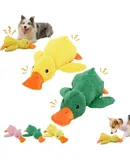 Cute Yellow Calming Duck Toy, Cute Calming Duck Dog Toy, Quack-Quack Duck Dog Toy, Cute Calming Duck Dog Toy with Soft Squeaker, Interactive Dog Toys for Indoor Small Dogs (YE+GN)