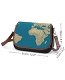 World Political Map with Countries, Cities Roads Lakes And Rivers Vintage Crossbody Bag for Women Medium Leather Hobo Bags Shoulder Bag Classic City Leather Satchels