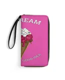 Waffle Cone Ice Cream Is Always A Good Idea Wallet for Womens PU Leather Zip Around Wallers Clutch Wristlet Travel Long Purse