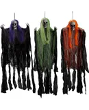 Halloween Decoration Ghost Big Ghost Sound Control Light Up 3 Pcs Ghost Bar Decoration Outdoor Hanging Party Supplies -Tricolor Hangman (Set of 3)