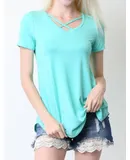 Heimish Usa V Neck Strappy Tee In Mint