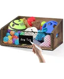 Wood Toy Storage Bin, Dog Toy Basket, Dog Toy Storage Box, Large Dog Stuff Organizer with Handle, Dog Toy Bin with Chalkboard and Marker, Toy Storage Basket for Dog Cat, Pet Stuff Storage Bin, Brown
