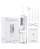 Water Flosser Cordless Travel, Mini Oral Irrigator with Telescopic Water Tank, 4 Nozzles, IPX7 Waterproof Electric Portable Water Flosser Pick for Braces Bridge Care