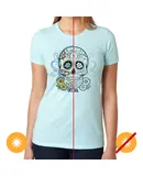 Day of the Dead T-Shirt - Ice Blue by Delsol for Unisex - 1 Pc T-Shirt (Medium)