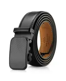 Mio Marino Men's Punched Leather Ratchet Belt-Deep Charcoal-Adjustable from 28