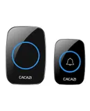 Intelligent Waterproof Doorbell Long Distance 5 Levels Volume Adjustable 60 Ringtones Selectable With LED Flashing Light Operation Tips Suitable for Home, Villa - 1 button 1 receiver black