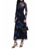Desigual Mesh High Neck Midi In Blue/black