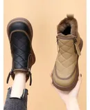 Snow boots, women's winter ankle boots, women's warm fleece boots, thickened shoes, zipper flat sneakers, outdoor boots