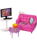 Barbie Indoor Furniture Playset, Living Room Includes Kitten, Furniture and Accessories