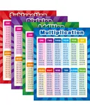 Extra Large Educational Math Posters, Multiplication Division Addition Subtraction Educational Table Chart Posters for Kids, Elementary Middle School Classroom, 17 x 22 Inch (Assorted Style, 4 Pieces)