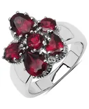 3.70 Carat Genuine Rhodolite .925 Sterling Silver Cluster Ring