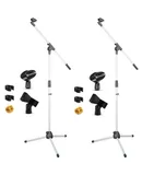 5 Core Mic Stand Floor Pair Adjustable Tripod Microphone Stands w Extending Telescoping Boom Arm