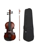 Muslady AV-590 Full Size 4/4 Violin Basswood Body Head Ebony Fingerboard Pegs Chin Rest Tailpiece for Beginners Student Performer with Bow Storage Case Retro Color