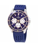 Reloj Guess Hombre | Coleccion Odyssey | Modelo W1108G4 | Caja Redonda | Ø 44mm Acero inoxidable | Cierre Hebilla | Movimiento Cuarzo | Dial Azul | Cristal Mineral | Correa Silicona Azul | 100m / 10 ATM | Línea Deportiva