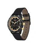 Reloj Hugo Boss Hombre | Coleccion Santiago | Modelo 1513935 | Caja Redonda | Ø 44mm Acero inoxidable | Cierre Hebilla | Movimiento Cuarzo | Dial Negro | Cristal Mineral | Correa Cuero Negro | 50m / 5 ATM | Línea Casual