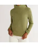 Dudley Stephens Cobble Hill Turtleneck Vello Fleece Top In Army Green