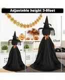 Outdoor Halloween Decorations, Indoor Halloween Party Decorations, Scary Ghost Decorations with Remote Control String Lights, Halloween Ghost Lights for Porch, Patio, Garden, Lawn-Hooded remote control usb-Black Ghost Gauze Hat