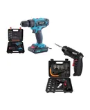 Power Tool Bundle: 21V Cordless Drill & Rechargeable Electric Screwdriver (47-Piece Set)