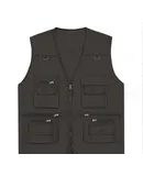 Khaki multi-pocket vest men's mountaineering photography vest casual vest-black 3XL