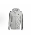 Men's adidas Grey French Terry Jacket with 3 - Stripes and Full - Zip Hoodie Design
