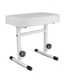 Keyboard Bench Piano Stool T Style White Thick Padded Cushion Seat | Height Adjustable 17 to 22 inch | Keyboard Chair (PU Leather)