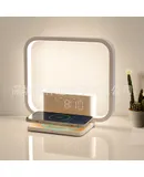 Dual Alarm Clock Bedside Table Lamp with Fast Wireless Charger Station for iPhone/Samsung, Wake Up Light Touch Desk Lamp with Snooze/Timer/10 Natural Sounds/3 Dimmable Nightstand Light for Bedroom-AJ310